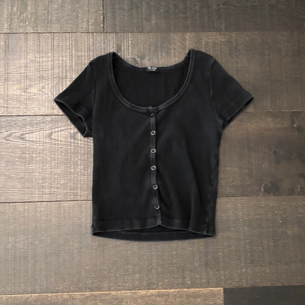 Brandy Melville Black Button-Up Top